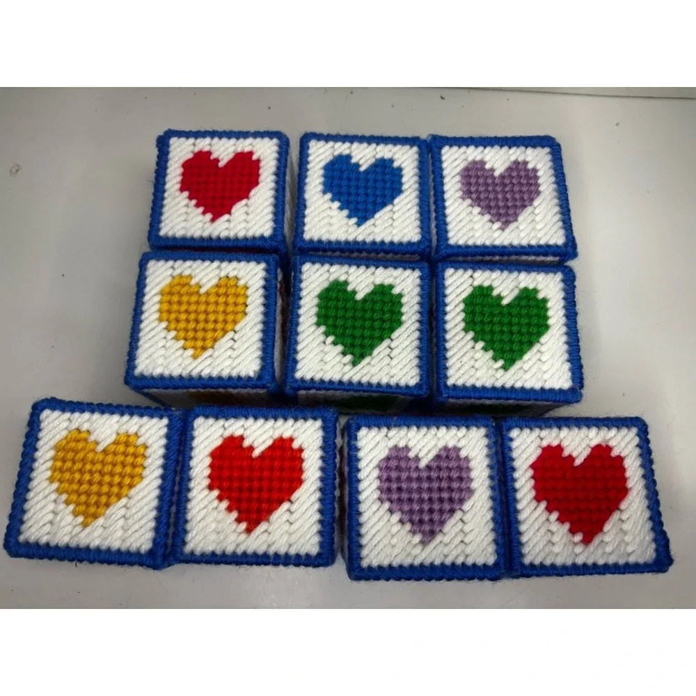 10 Vintage Crochet Granny Square ABC‎ Blocks Alphabet Pictures Numbers